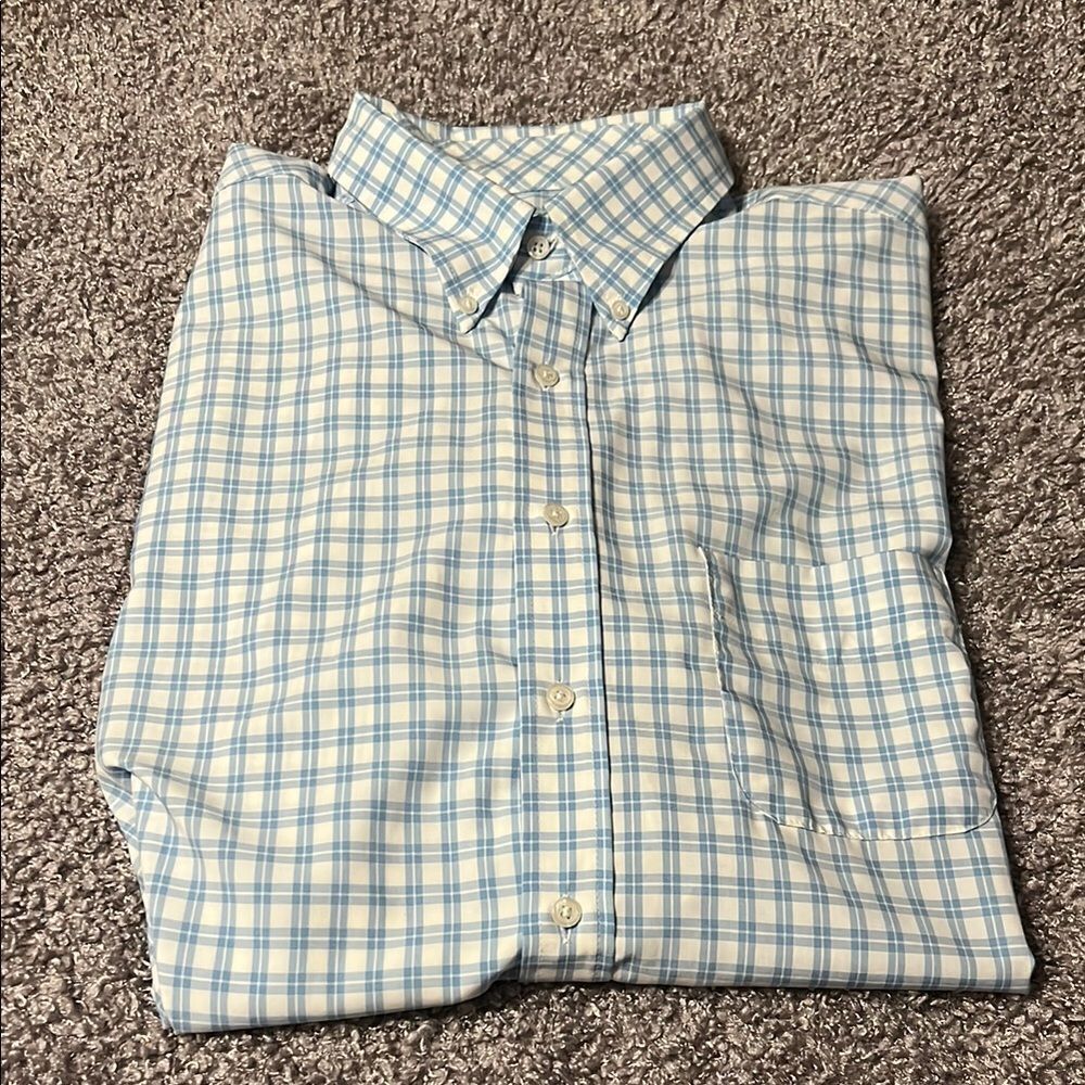 Club Room Blue and White Casual Button Down Shirt